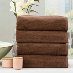 Cobblestone Ribbed Bath Towel Sets Toffee