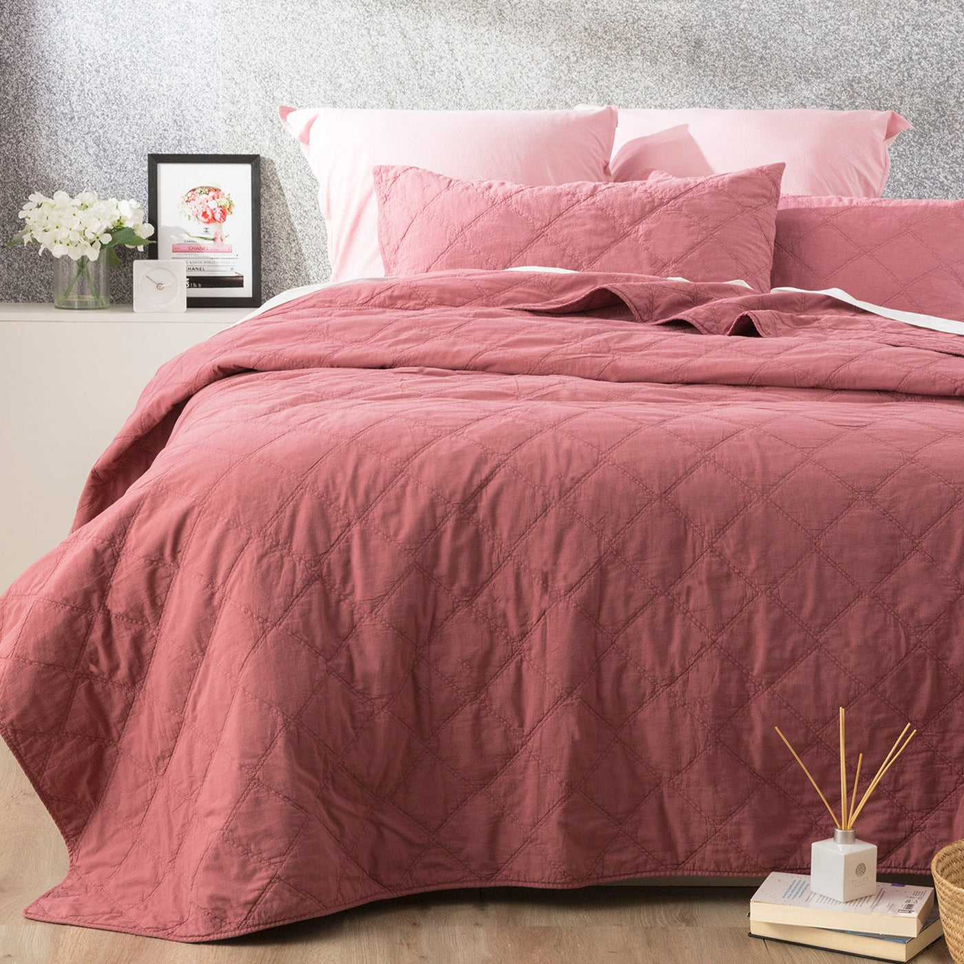 Attwood Quilted Coverlet Rose