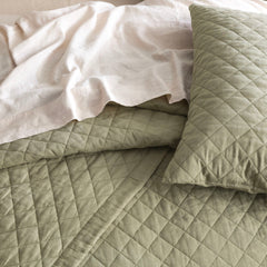 Linen Stonewashed Coverlet Cavallo Jade