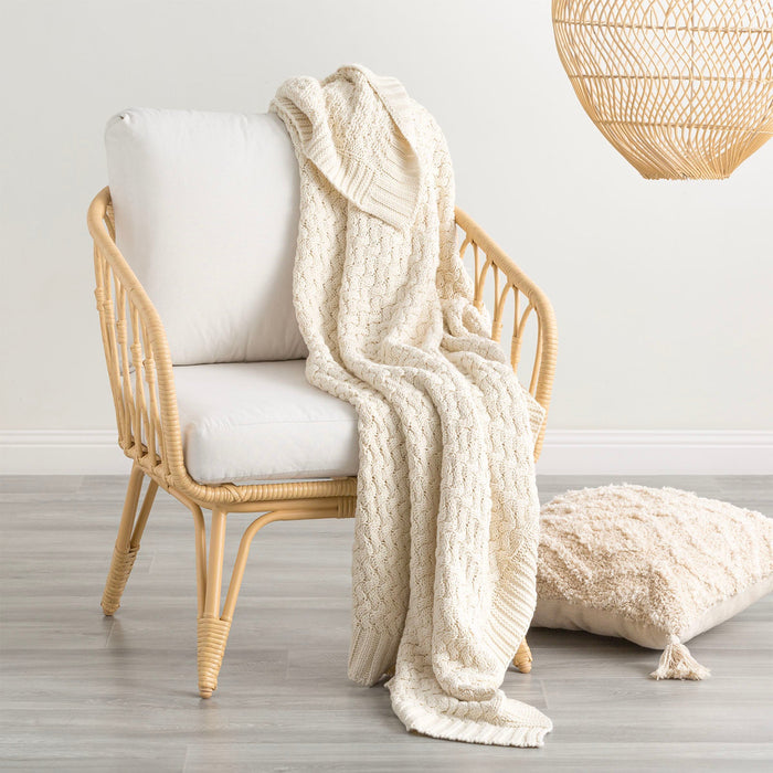 Throw Cotton Knitted Lenni Vapour