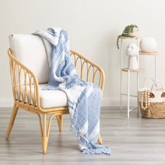 Throw Vinatge washed Textured Cotton Ray Striped Artic