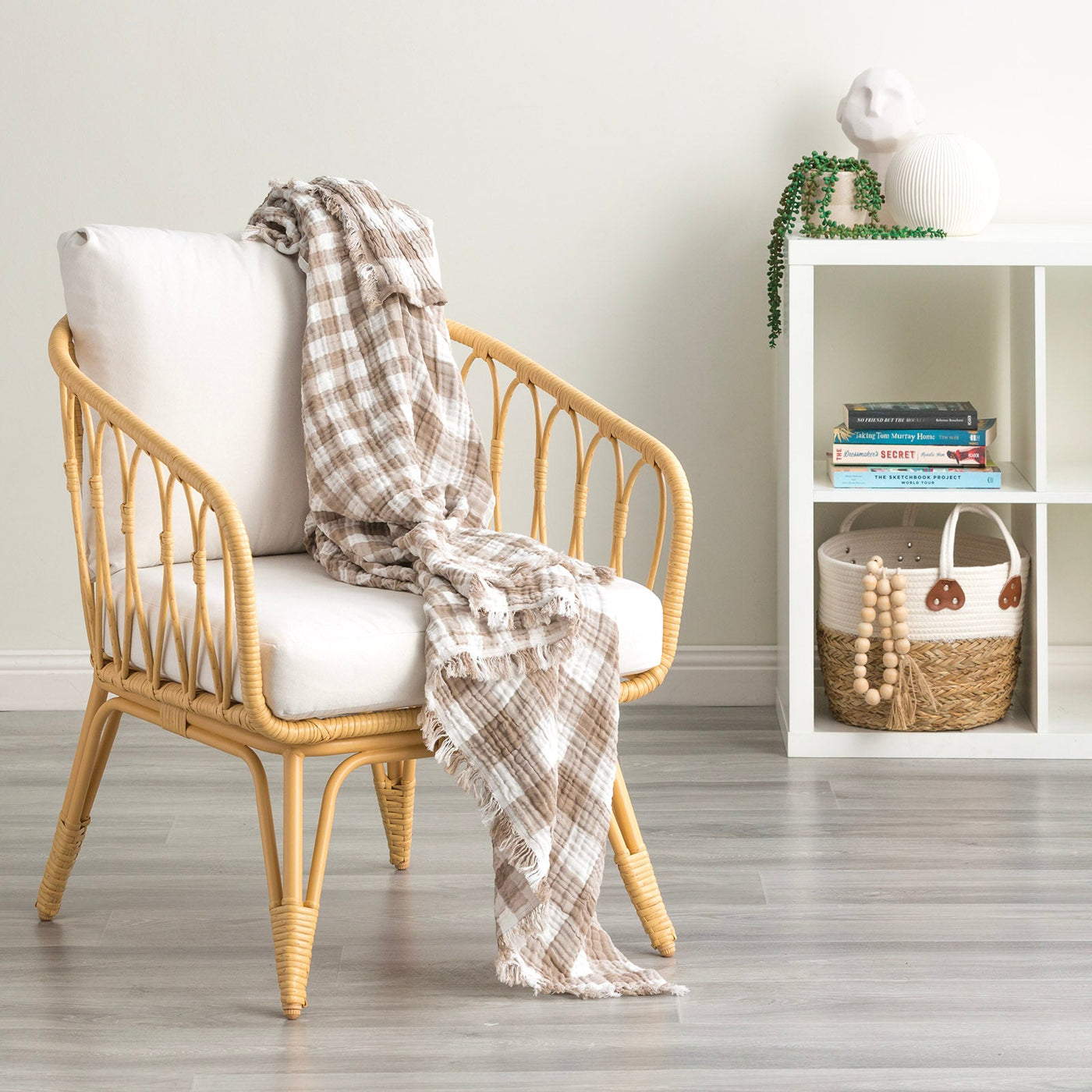 Throw Vinatge washed Textured Cotton Atlantic Tan