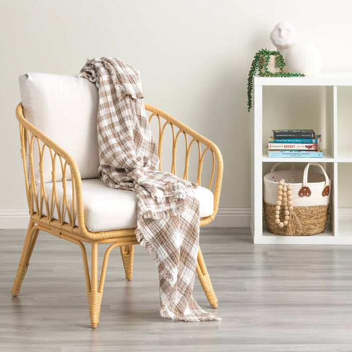 Throw Vinatge washed Textured Cotton Atlantic Tan