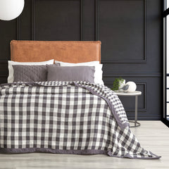 Blanket Washed Cotton Gingham Reversible Ash