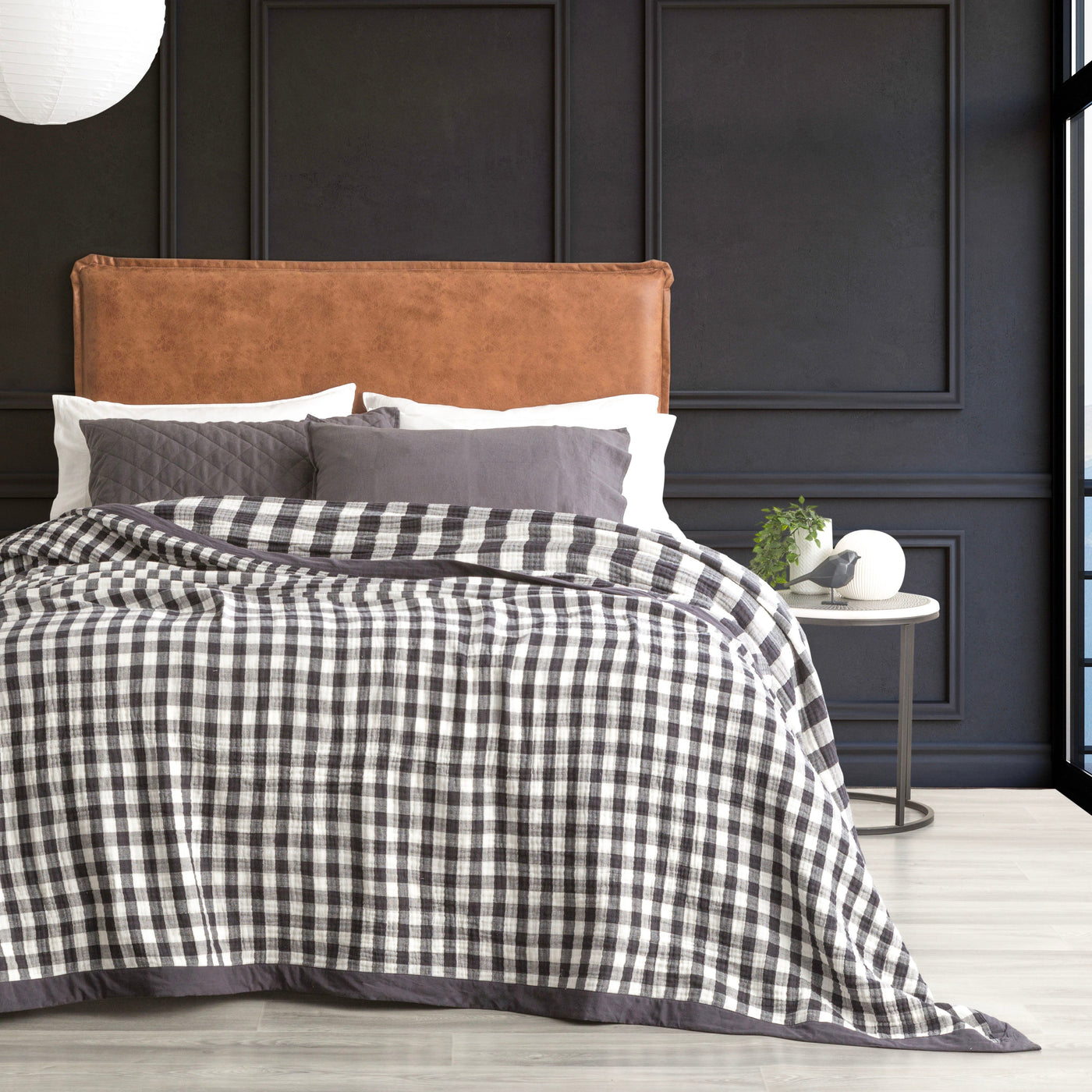 Blanket Washed Cotton Gingham Reversible Ash