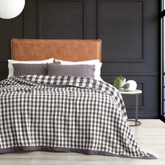 Blanket Washed Cotton Gingham Reversible Ash