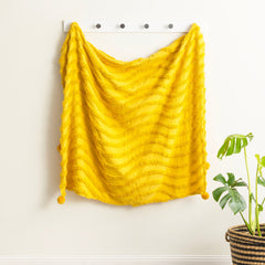 Wave Cotton Chenille Throw Mustard
