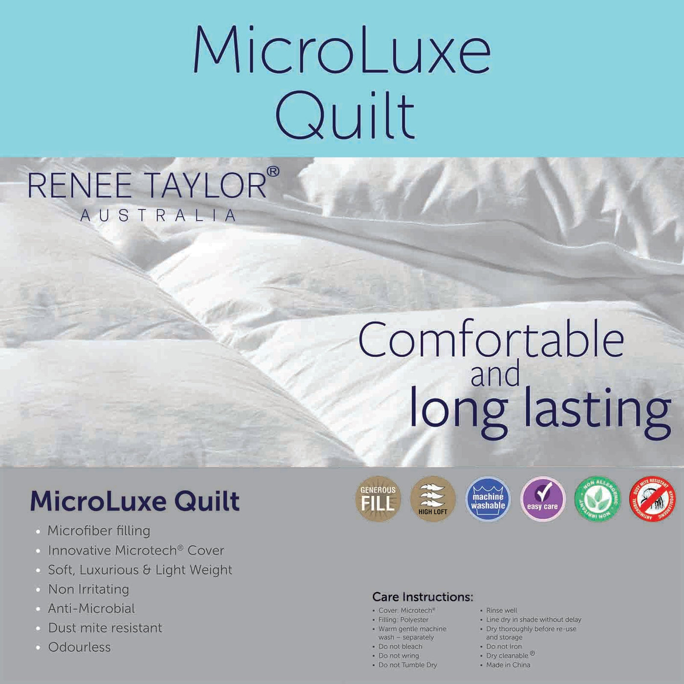 Microluxe Down Alternate Quilt With Premium Microfiber Filling