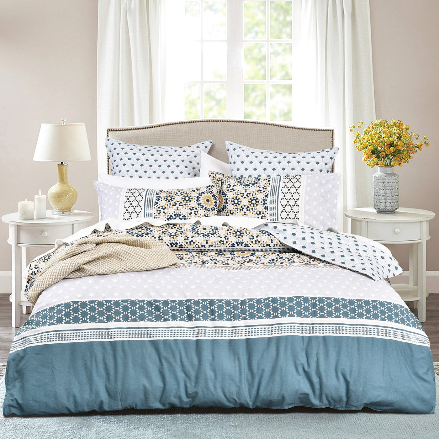 Benitta Quilt Cover Set 300 Thread Count Cotton Reversible