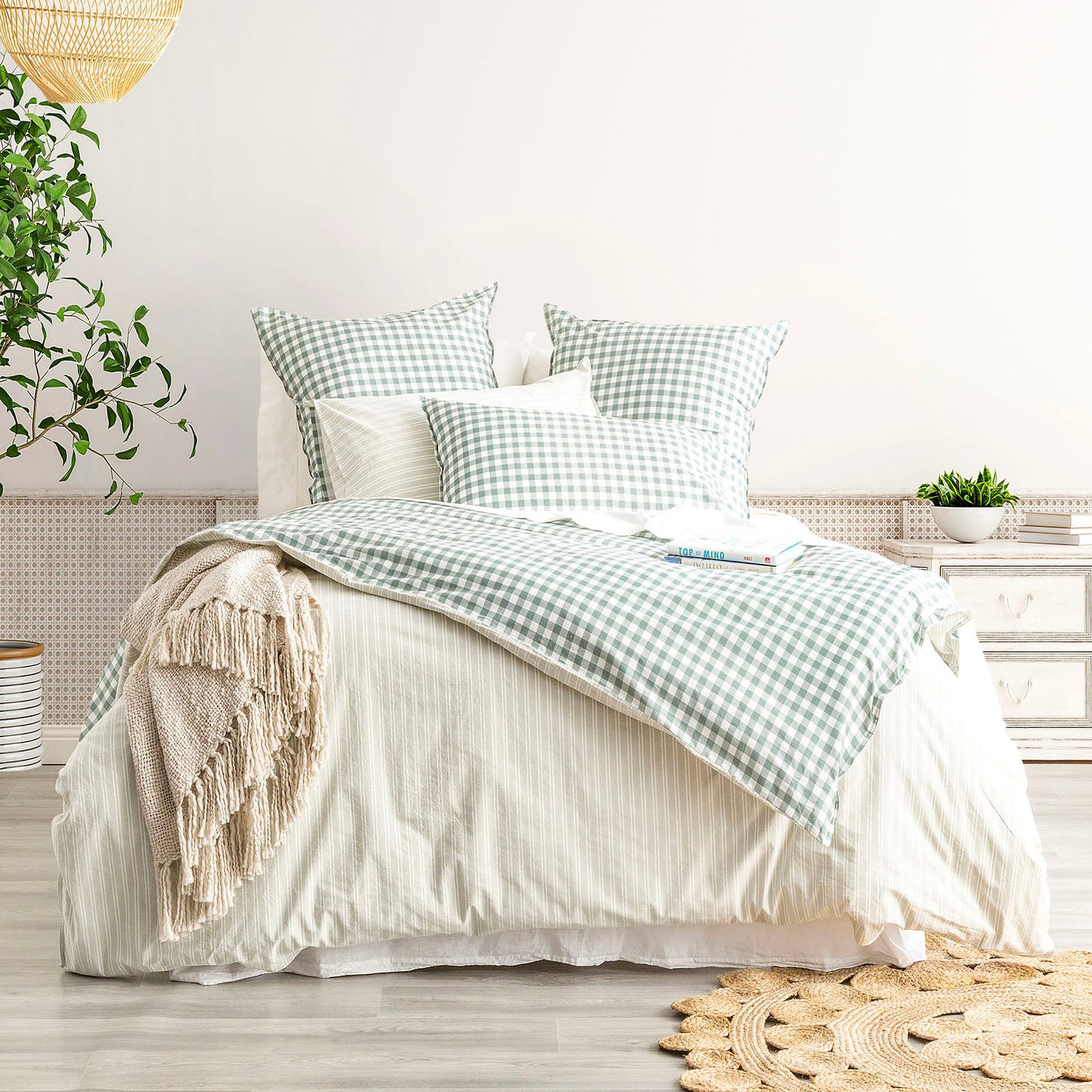 Vintage washed cotton Alison Quilt cover set Forest