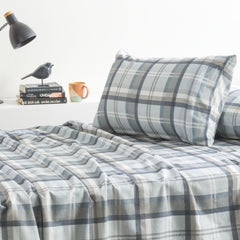 Kids Flannelette Sheets Egyptian Cotton Heathered Plaid