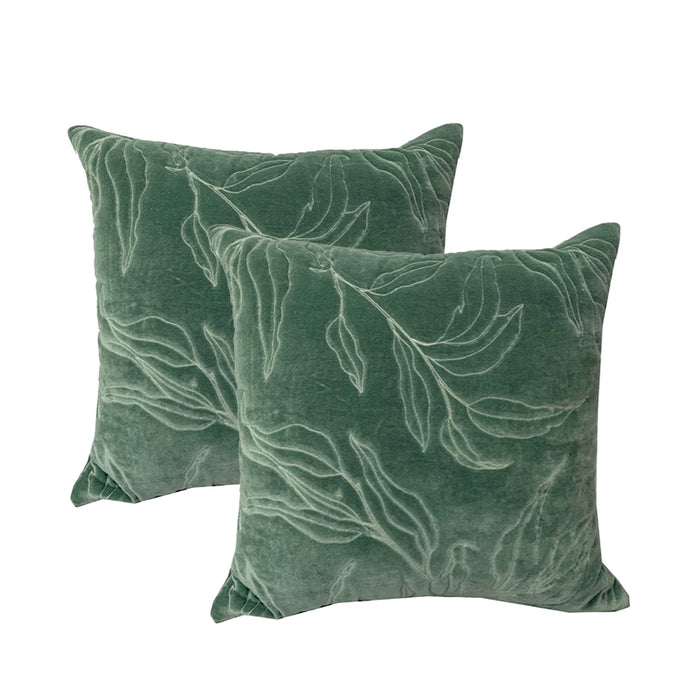 Sophie Cotton Velvet Cushions Juniper 50 x50 Cms Twin Pack