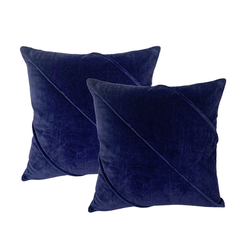 Trova Cotton Velvet Cushions Ink 50 x 50 Cms Twin Pack