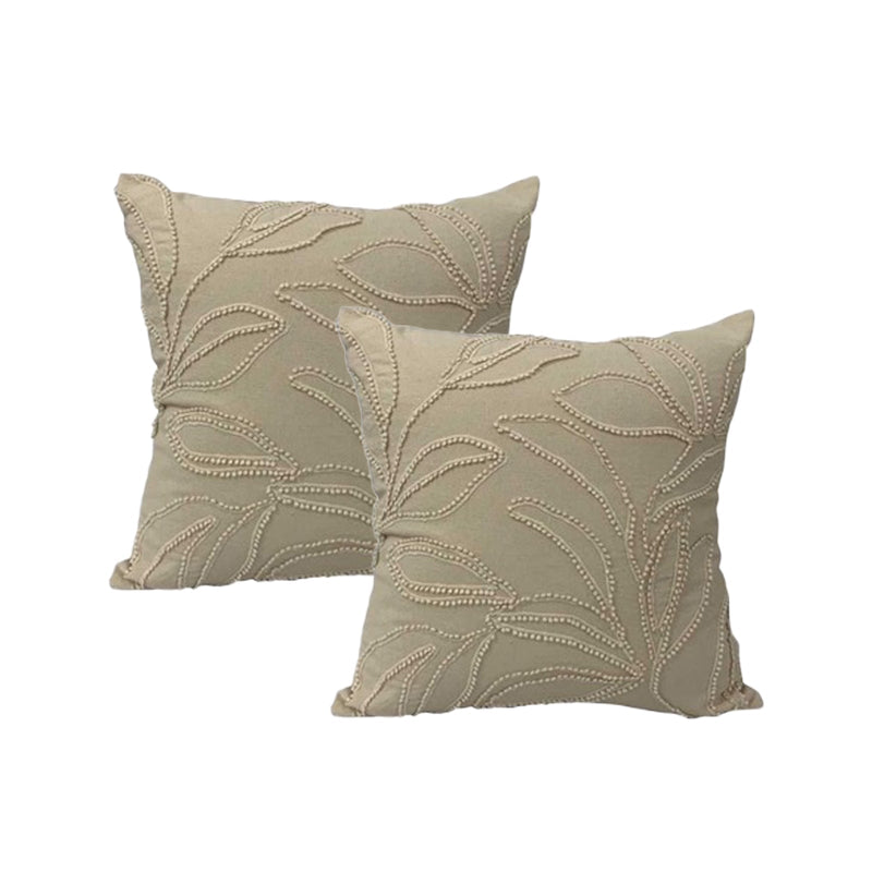 Riviera Cotton Embroidered Cushions Natural 50 x 50 Cms Twin Pack