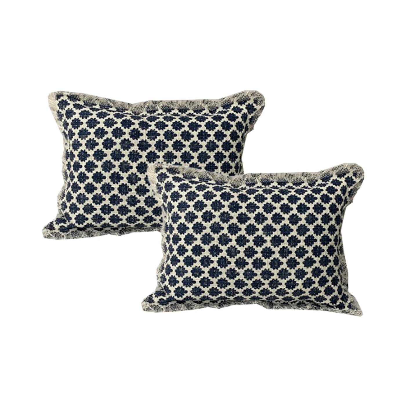 Somerset Cotton Embroidered Cushions Navy 33 x 55 Cms Twin Pack