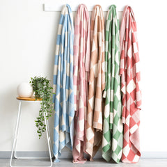 Throw Checkered Cotton Knitted Newport 130 x 170 cms Blush