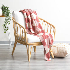 Throw Checkered Cotton Knitted Newport 130 x 170 cms Rust