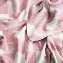Throw Checkered Cotton Knitted Newport 130 x 170 cms Blush