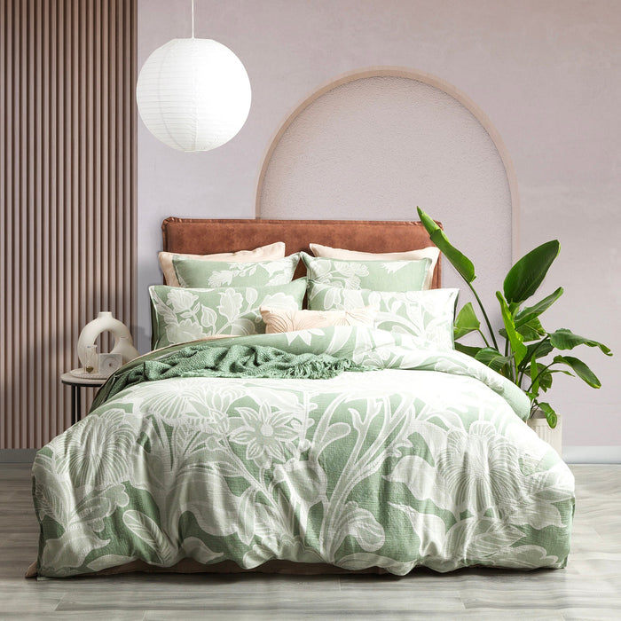 Bentley Quilt cover set Cotton Jacquard Sage Green