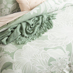 Bentley Quilt cover set Cotton Jacquard Sage Green