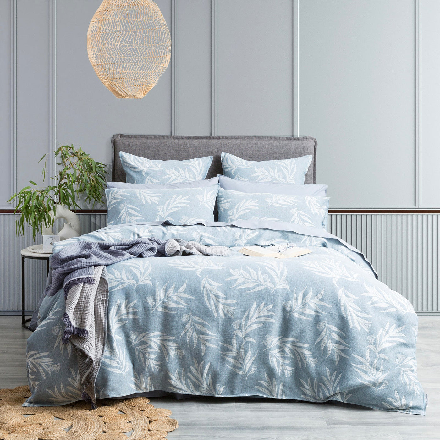 Native Quilt cover set Cotton Jacquard French Blue