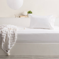 Kids Bamboo Cotton Fitted Sheet & pillowcase Set White