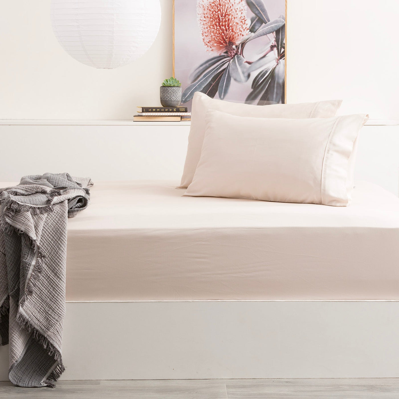 Bamboo Cotton Fitted Sheet & pillowcase Set Dove - No Flat Sheet
