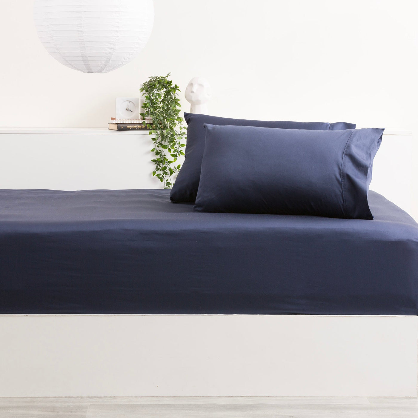 Bamboo Cotton Fitted Sheet & pillowcase Set Indigo - No Flat Sheet