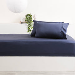 Bamboo Cotton Fitted Sheet & pillowcase Set Indigo - No Flat Sheet