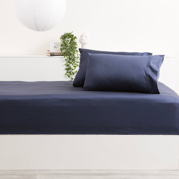 Bamboo Cotton Fitted Sheet & pillowcase Set Indigo - No Flat Sheet