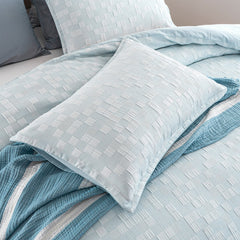 Jervis Checks Jacquard Quilt Cover Set French Blue