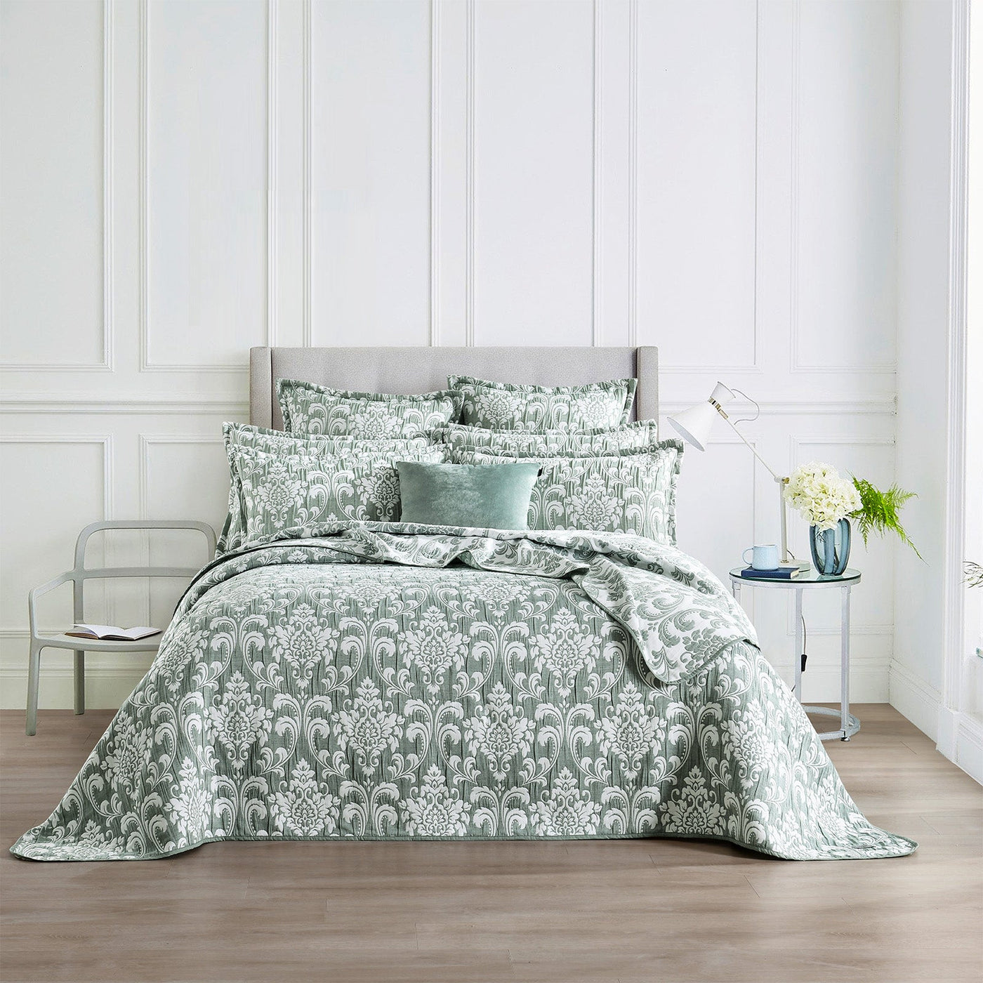 Tahlia Jacquard Coverlet Set Jade