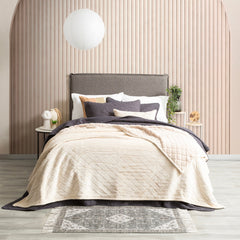 Heston Sherpa Velvet Blanket Stone