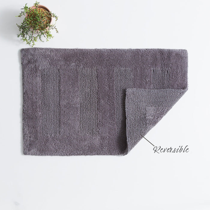 Cotton Reversible Bath Mat Retreat Nickel