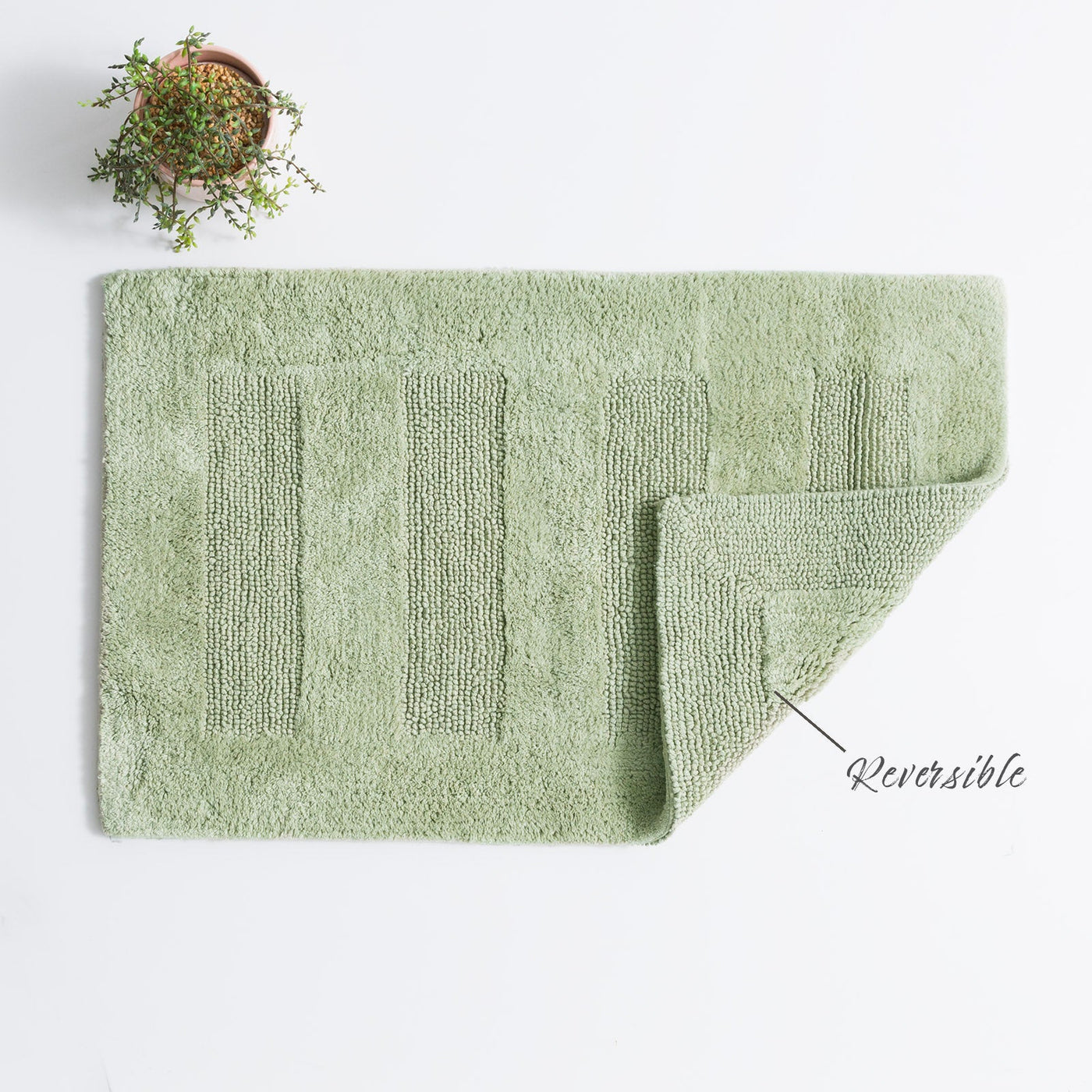 Cotton Reversible Bath Mat Retreat Khaki