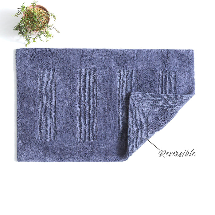 Cotton Reversible Bath Mat Retreat Blue