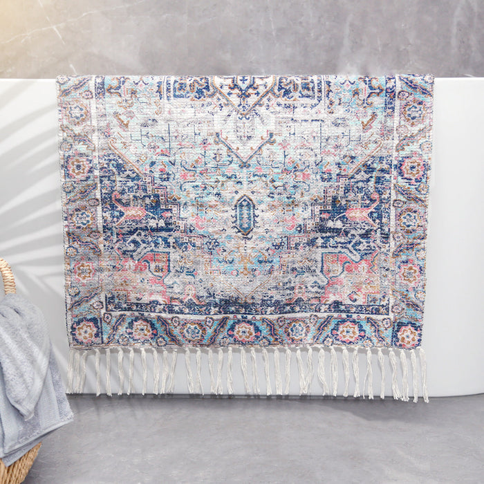 Kashan Mat - Vintage Washed Hand Woven Rug