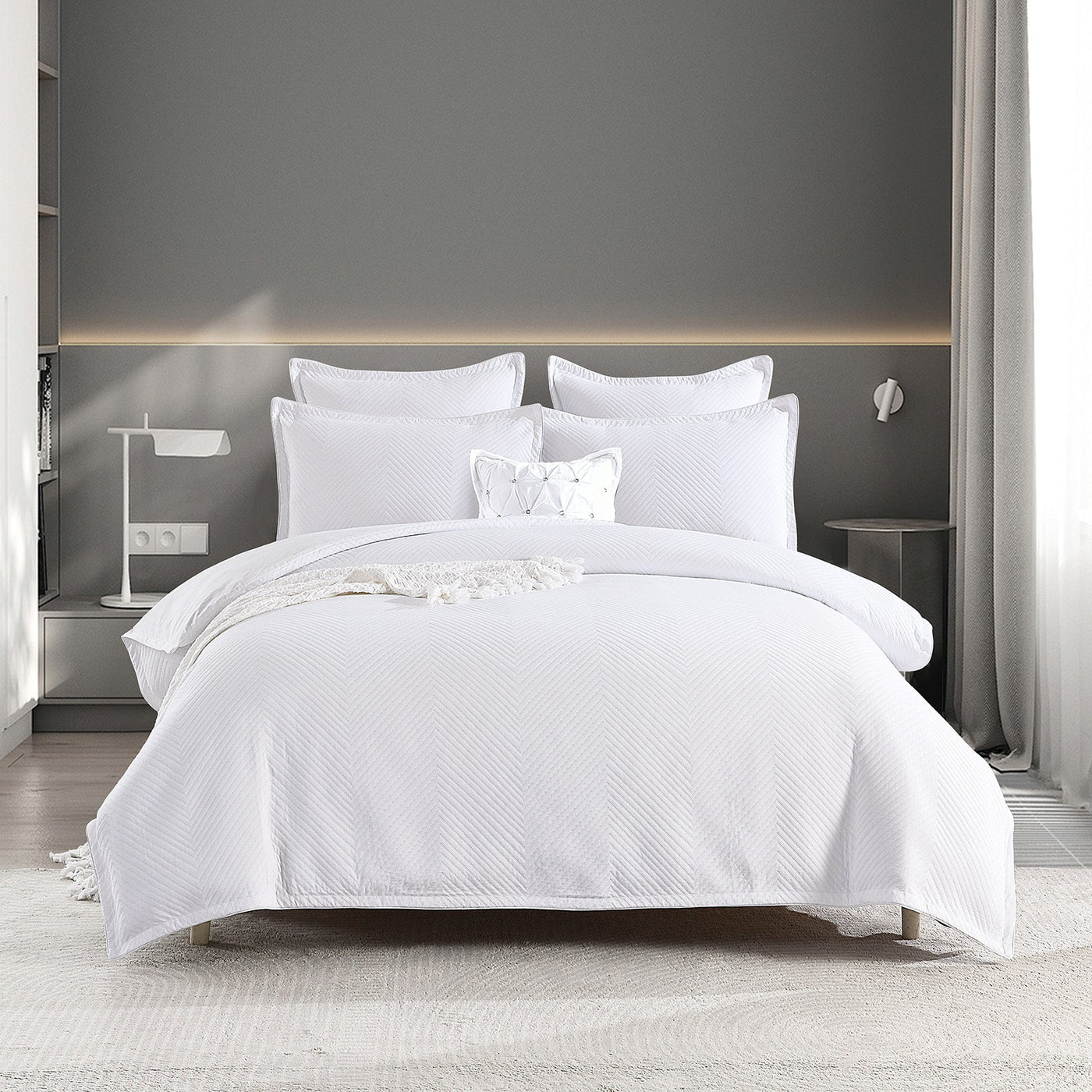 Atlantis Quilt Cover Set Jacquard White