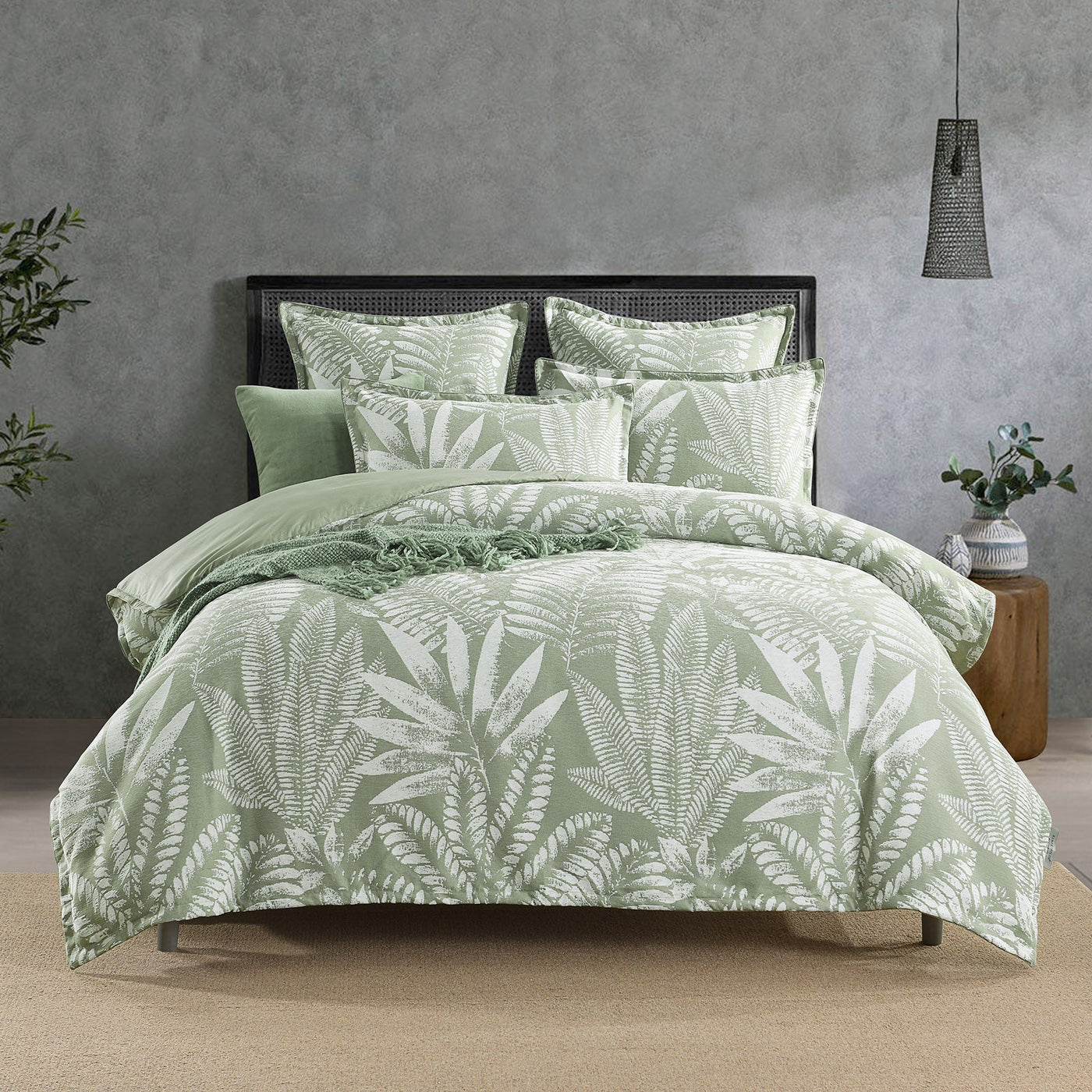Lansfield Quilt Cover Set Jacquard Sage