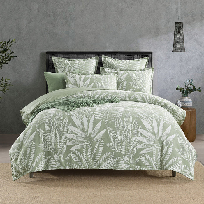 Lansfield Quilt Cover Set Jacquard Sage