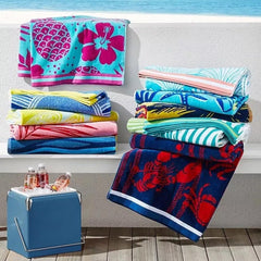 Pink Flamingo Velour Beach Towel - Pink/Red