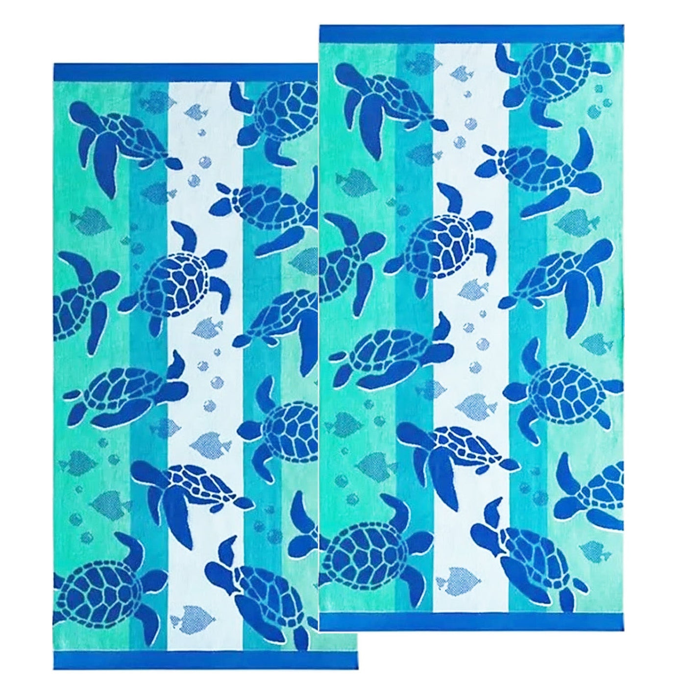 Sea Life Turtles Velour Kids Beach Towel - Aqua/Blue