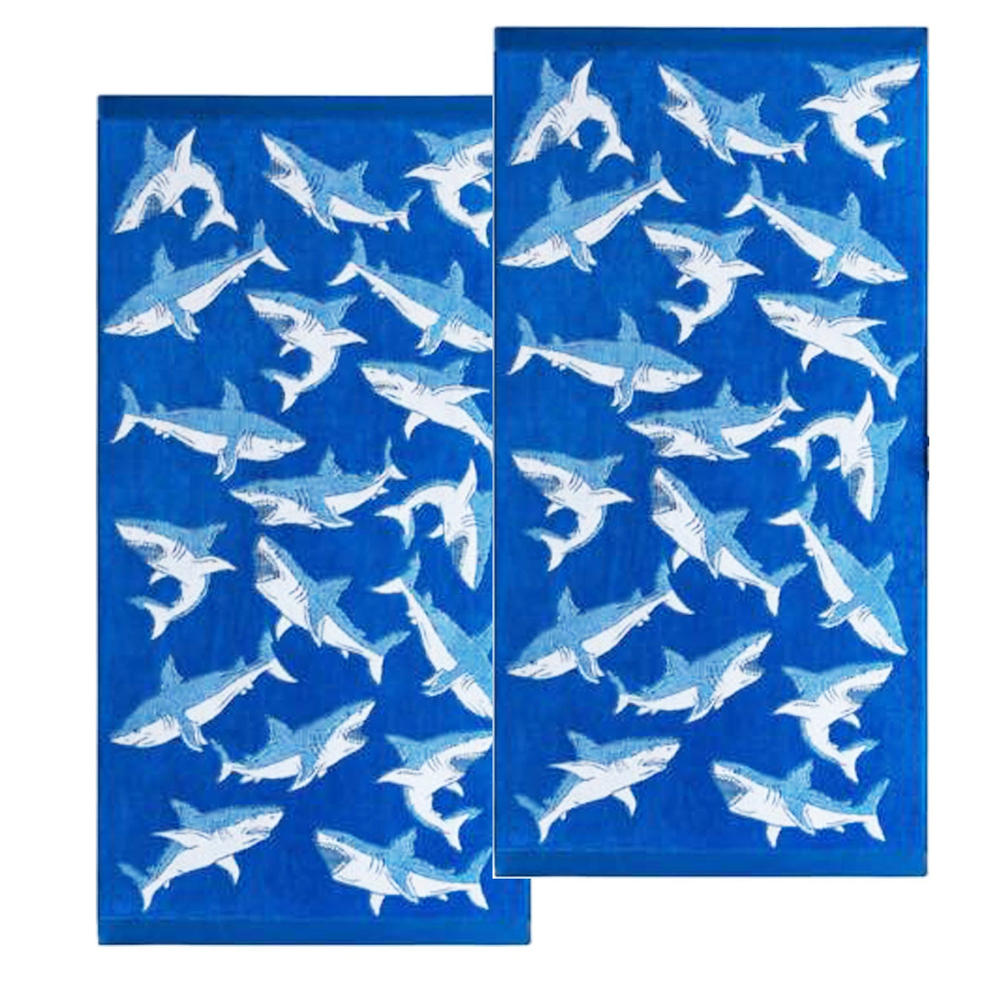 Shark Velour Kids Beach Towel - Navy/Blue