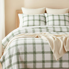 Elliot Waffle Quilt Cover Set Sage