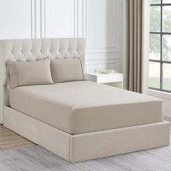 1500 Thread Count Cotton Blend Fitted Sheet & Pillowcase Set Sand - No Flat Sheet