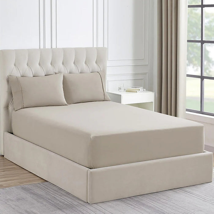 1500 Thread Count Cotton Blend Fitted Sheet & Pillowcase Set Sand - No Flat Sheet