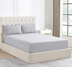 1500 Thread Count Fitted Sheet & Pillowcase Set Silver - No Flat Sheet