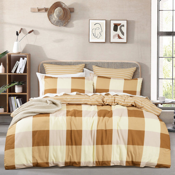 Berlin Checks Quilt Cover Set 300 Thread Count Cotton Reversible