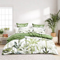 Noosa Palm Quilt Cover Set 300 Thread Count Cotton Reversible