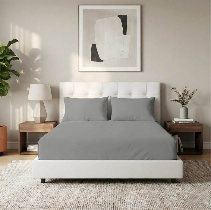 Organic Cotton Fitted & Pillow case Set Steel Grey - No Flat Sheet